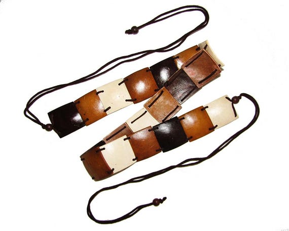 Vintage Vacation Coconut Shell Squares Tie Belt, Made in the  display picture 3