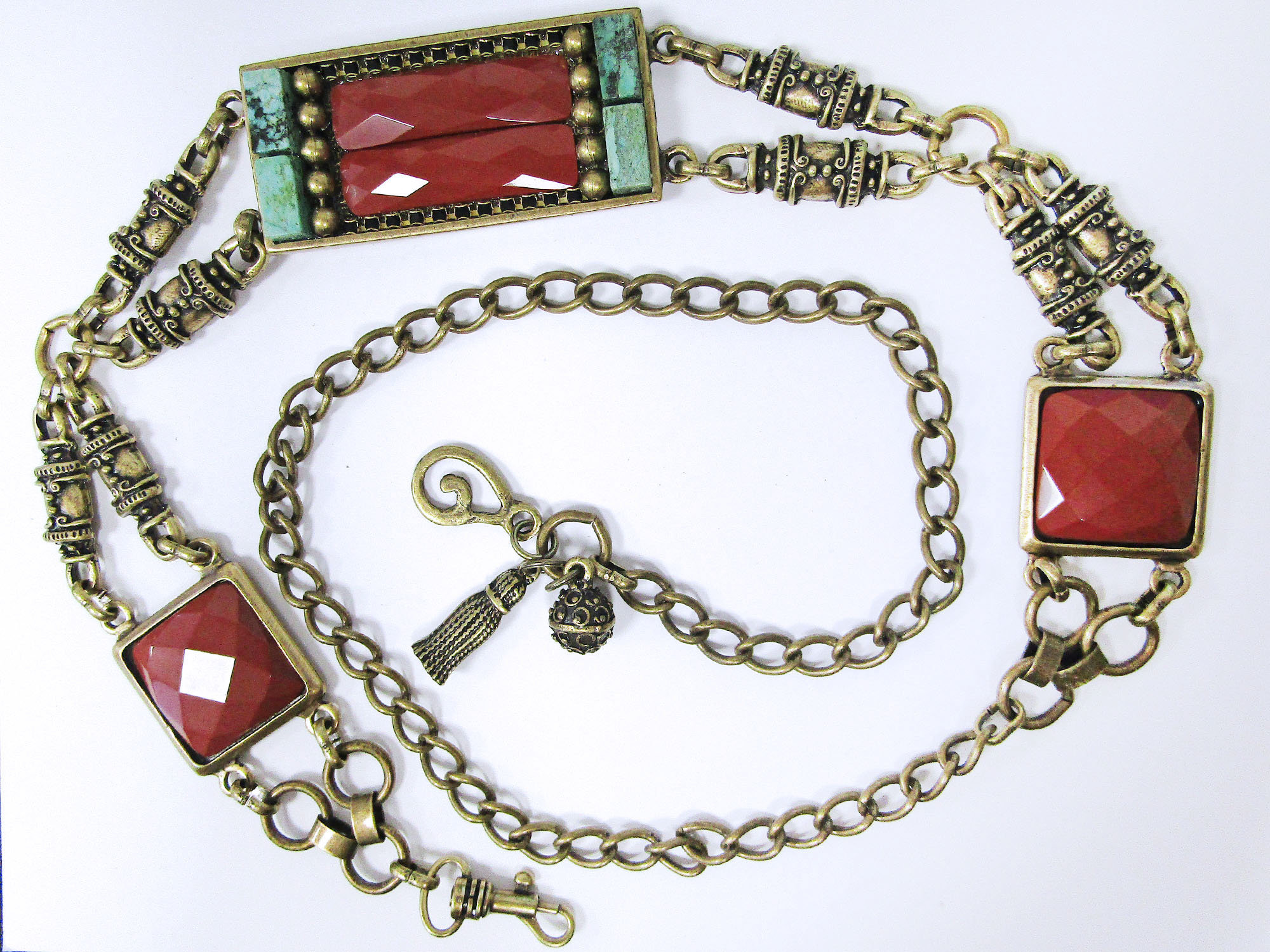 Stone/metal chain women’s belt/necklace, 41” long Women main image 2