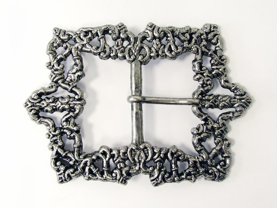 Scroll Detail Silver Belt Buckle