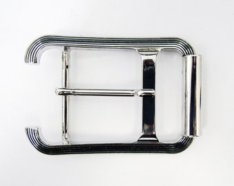 Silver Roller Buckle with Etched Lines