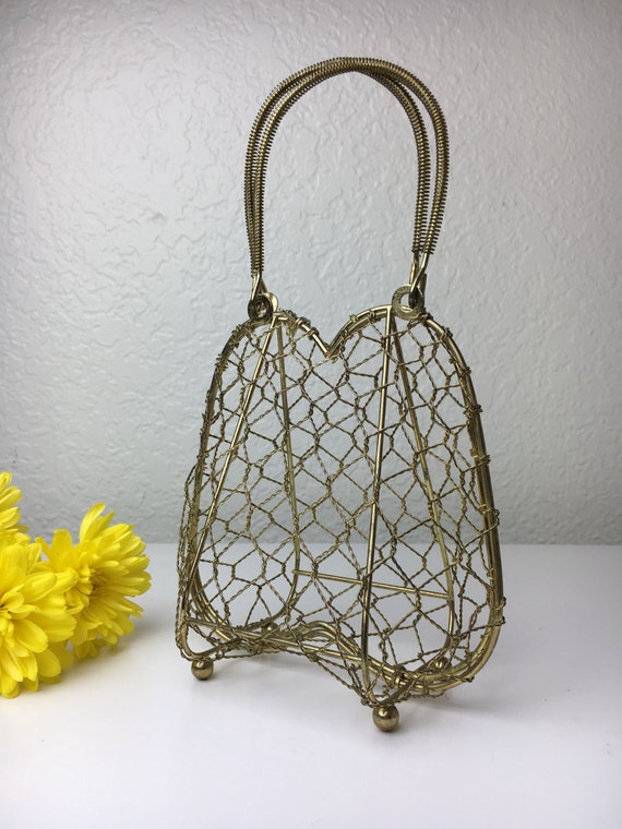 50's Brass Chicken Wire Kitsch Handbag