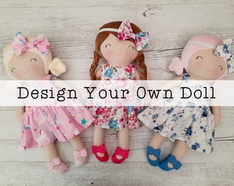 Handmade rag doll, design your own doll, custom, 40cm (16”), dress up doll, cloth doll.