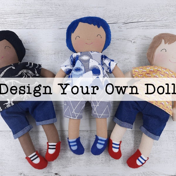 Handmade rag doll boy, design your own doll, custom, 40cm (16”), dress up doll, boy doll.