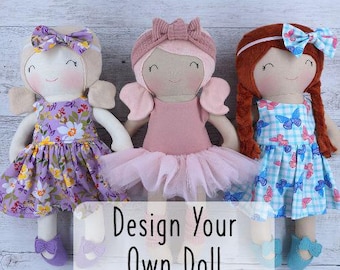 Handmade rag doll, design your own doll, custom, 40cm (16”), dress up doll, cloth doll.
