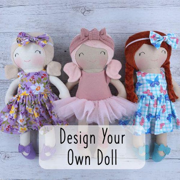 Handmade rag doll, design your own doll, custom, 40cm (16”), dress up doll, cloth doll.