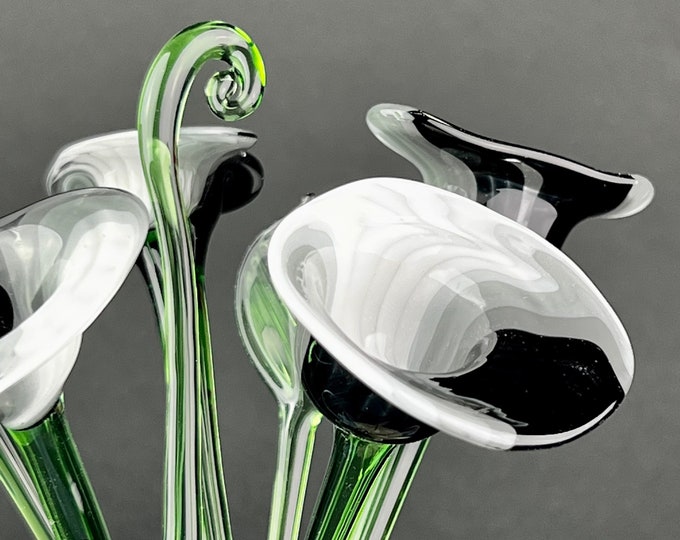 Glass Flower Arrangement Gift in a Cool Chrome Vase, Custom Flower