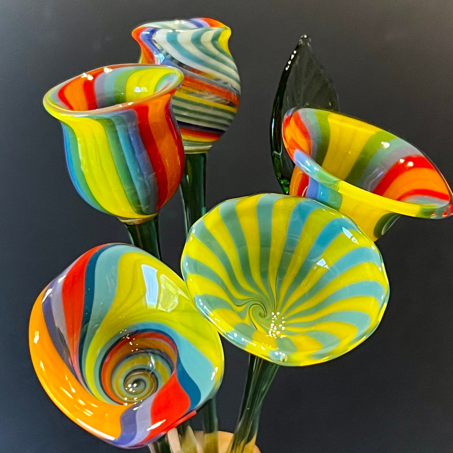 Blown Glass Flower Bouquet for Her Blown Glass Flowers to Etsy