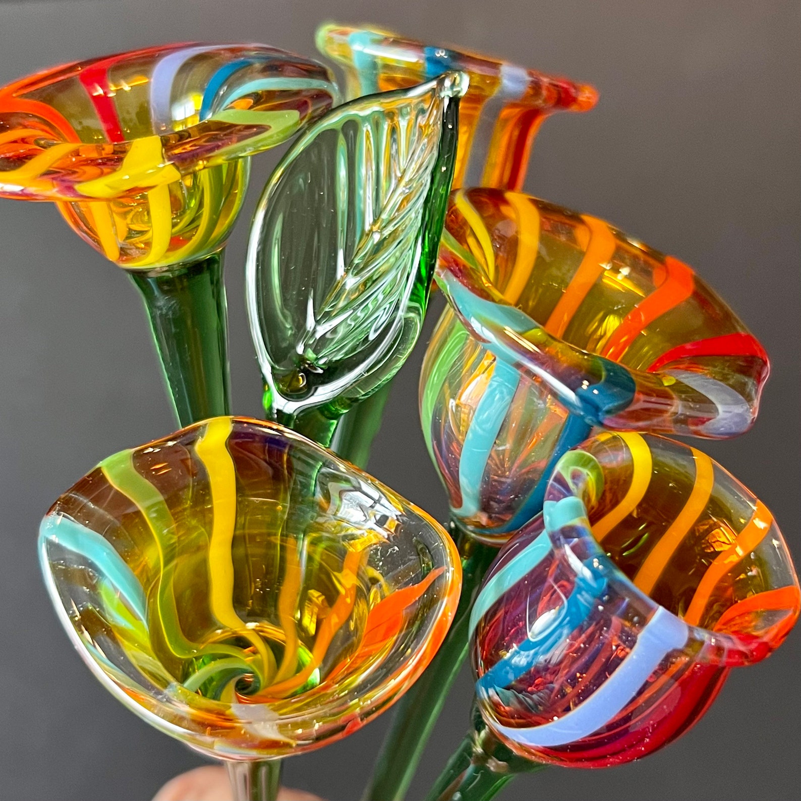 Blown Glass Flower Bouquet for Her Birthday Blown Glass Etsy
