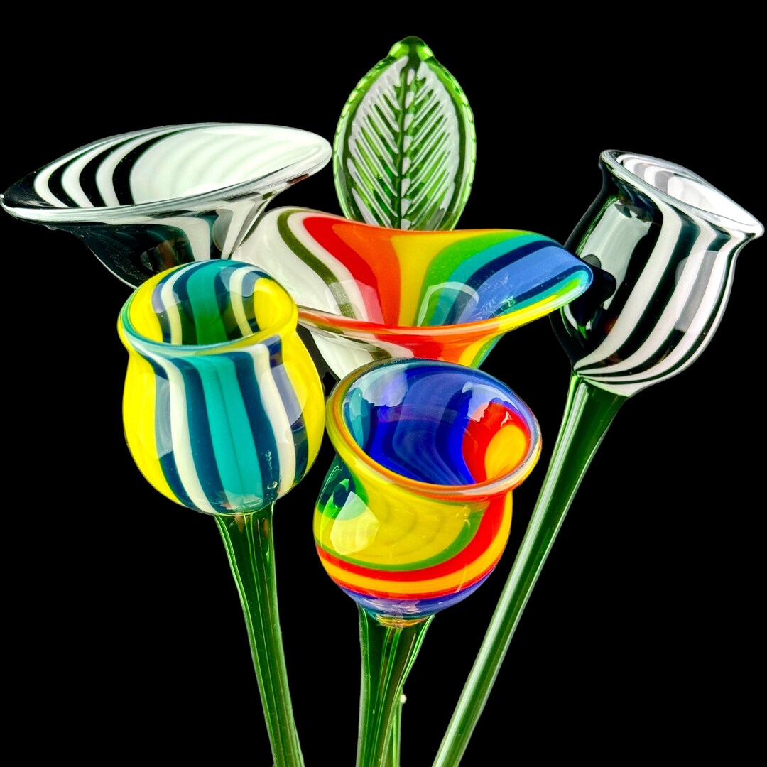 Best Birthday Gift Blown Glass Flowers Glass Art Flowers Custom Flower