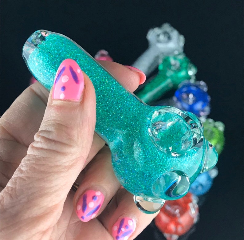 Glitter Pipes Chillums Stash Jar Glass Smoking Pipe Glass Etsy