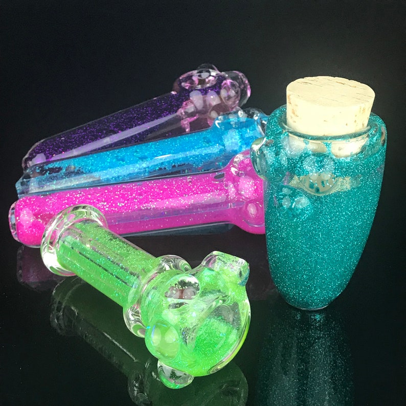 Glitter Pipes Chillums Stash Jar Glass Smoking Pipe Glass Etsy