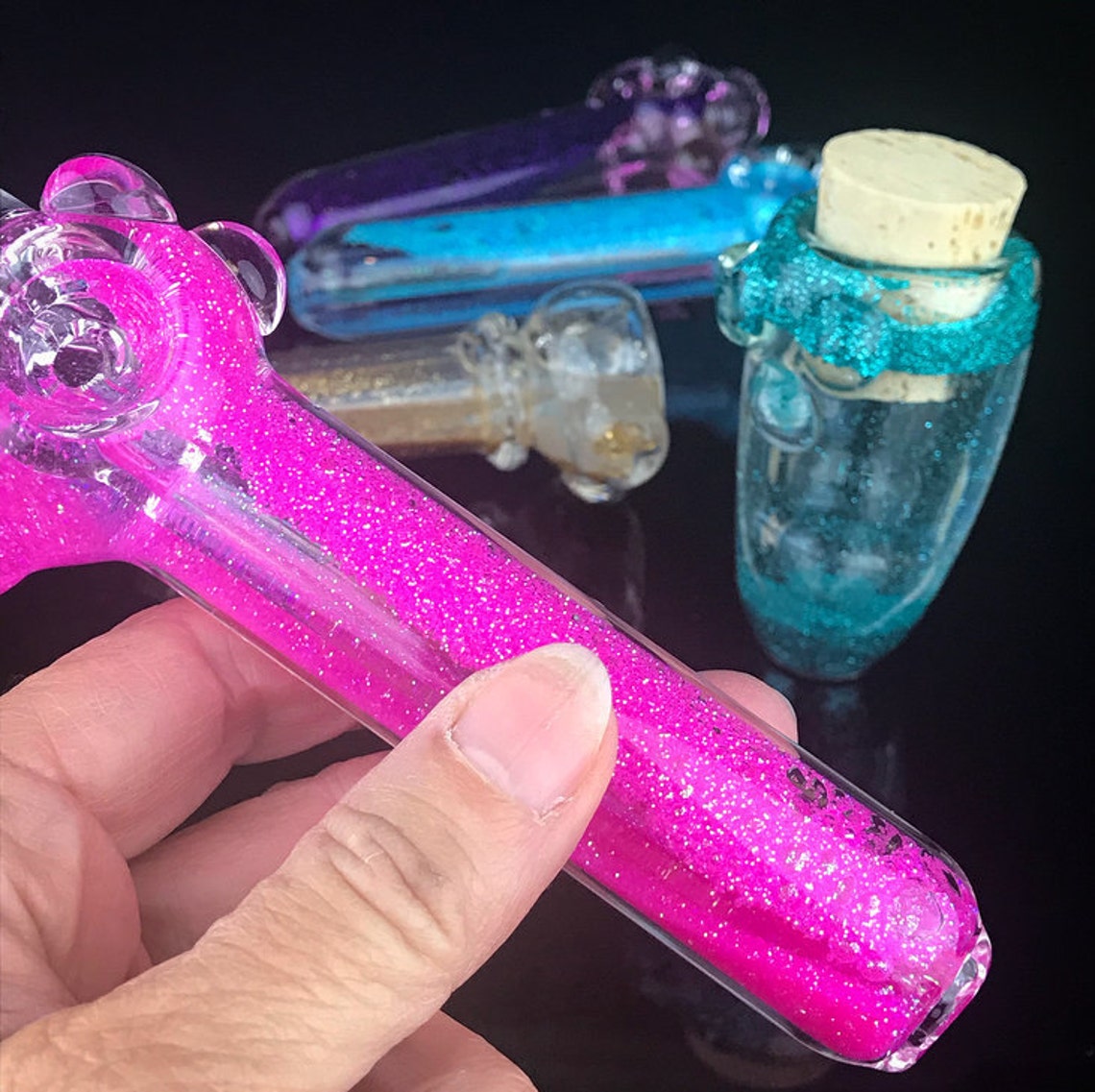 Glitter PipesGlass Smoking Pipe Glass Pipes Girly Pipes Etsy