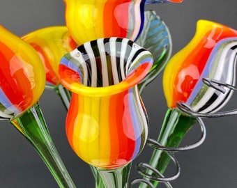 Blown Glass Flower Etsy