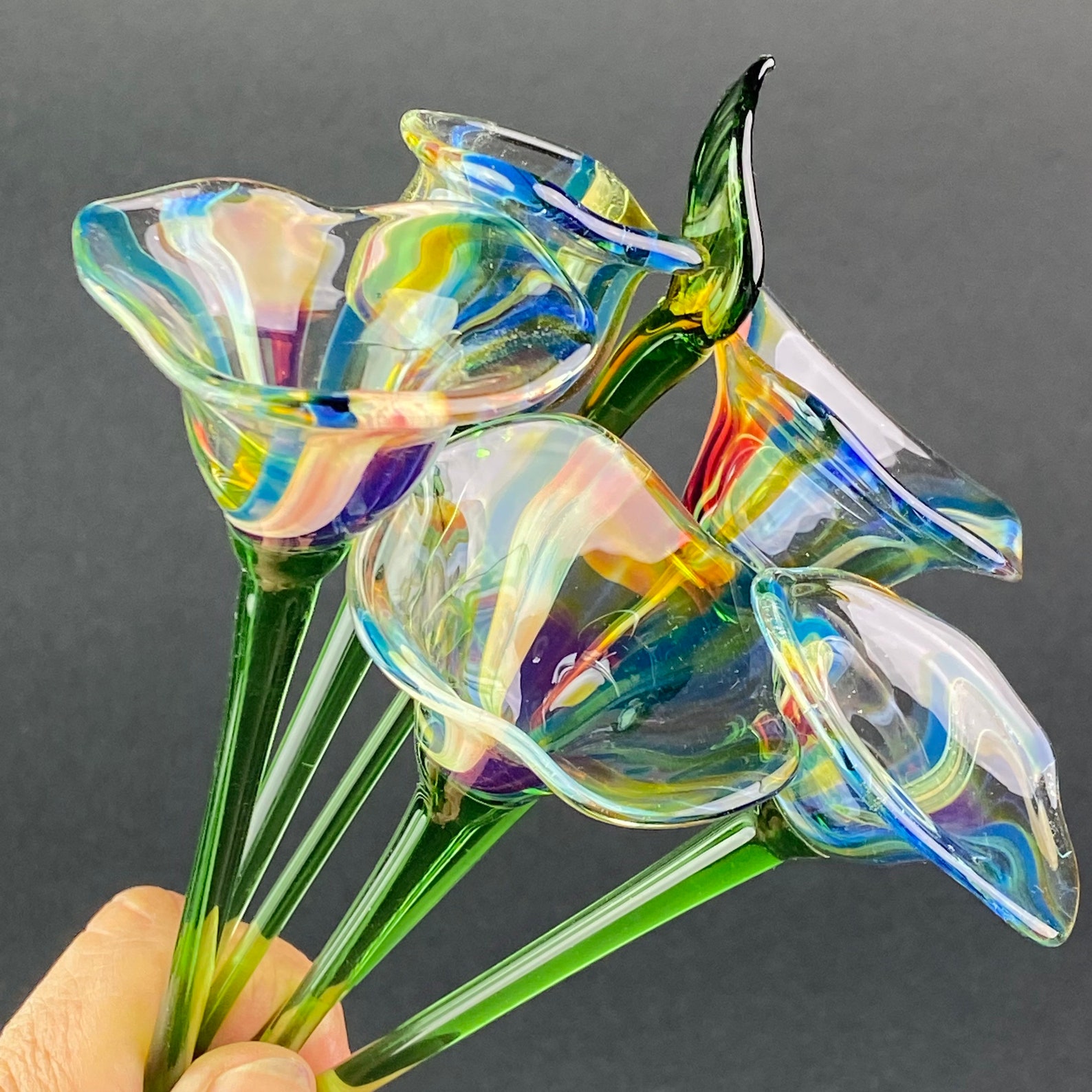 Blown Glass Flower Bouquet for Her Blown Glass Flowers to Etsy