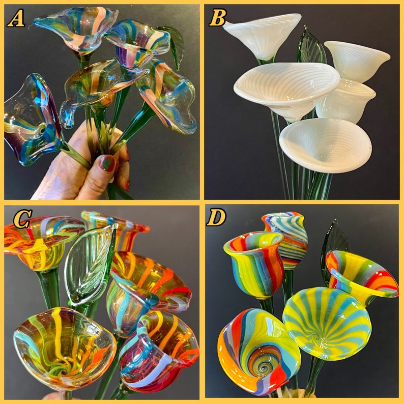 Blown Glass Flower Bouquet for Her Blown Glass Flowers to Etsy