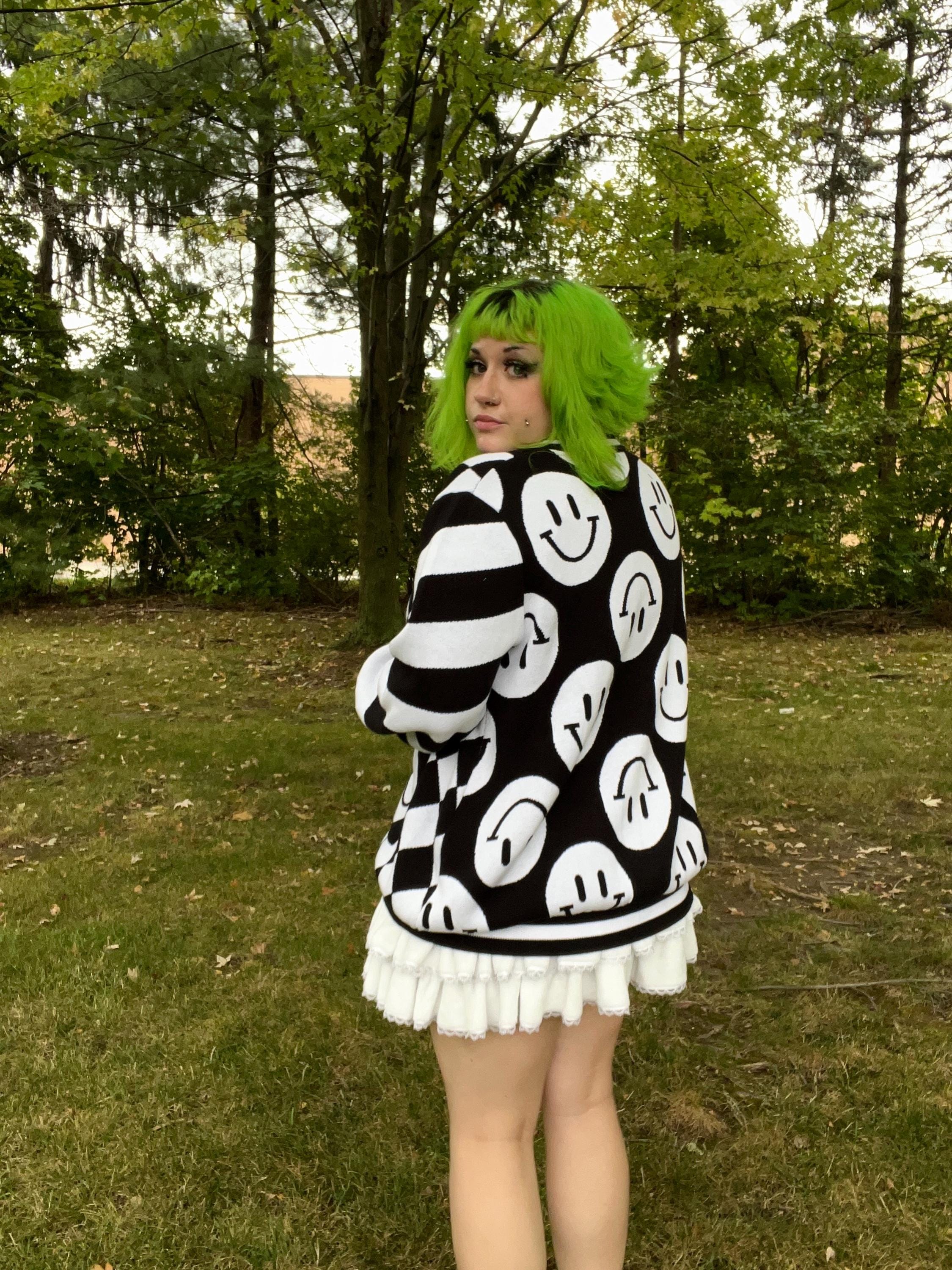 Gothic Clown Core Cardigan -heavy Knit Sweater - Plus Sized
