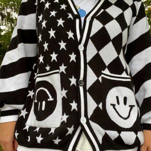 Gothic Clown Core Cardigan -Heavy knit Sweater - plus sized - Sensory Friendly clothes - Cute Cardigan