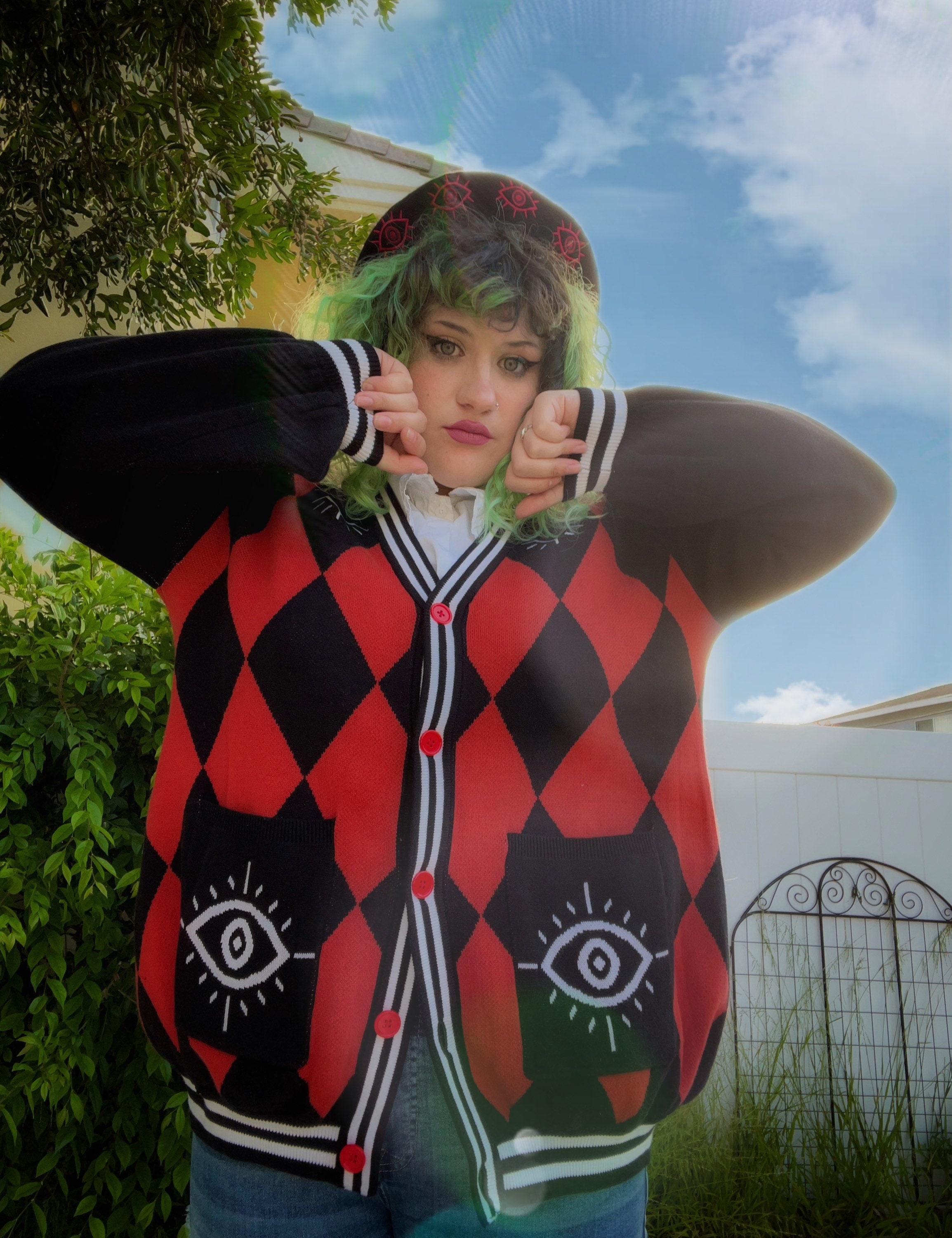 トップス wjk grunge fade black gimmick cardigan 90s Y2k Punk Harajuku Gothic Sweaters Letter Print Broken