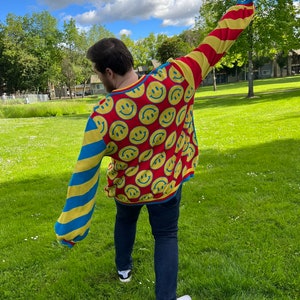 Clown Core Cardigan primary colors Heavy knit Sweater plus sized Sensory Friendly clothes Cute Cardigan image 3