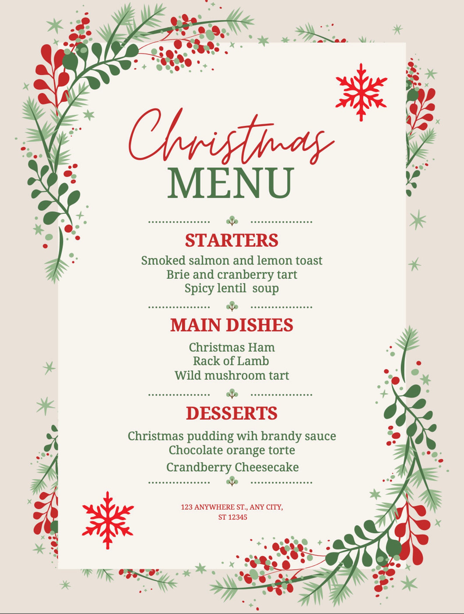 Christmas Menu 2023 Etsy