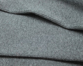 Charcoal Cotton Rib Knit Tube 2 x 43 cm. Ribbing, weight 430 gsm, 95% cotton, 5 perc. elastane. Suitable for Cuffs, weight 340gsm.
