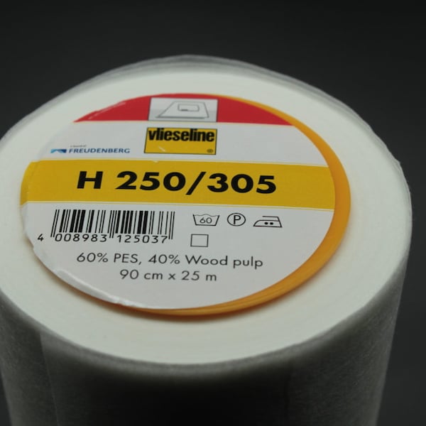 Fusible Interlining H 250/305 from Vlieseline, medium to heavyweight interfacing, white, stable fusible nonwoven interlining,