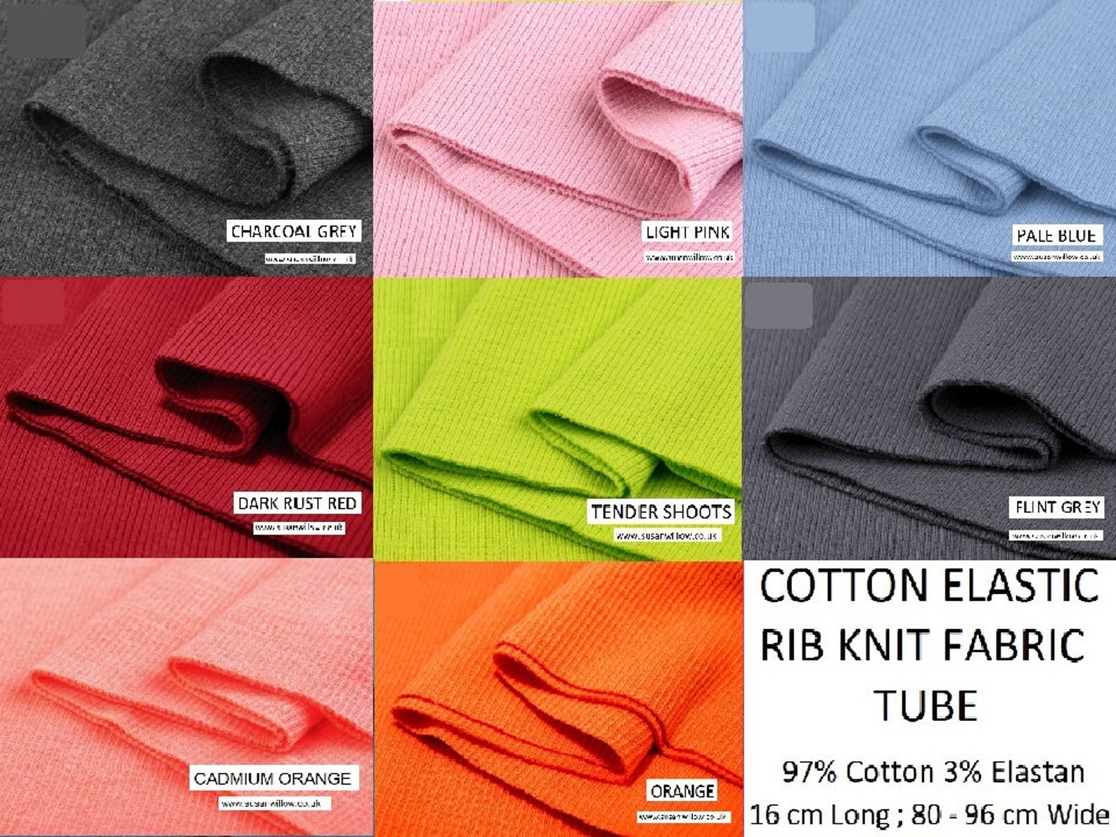 40 Colours Cotton Elastic Rib Knit Fabric Tube 16x80-96cm | Etsy