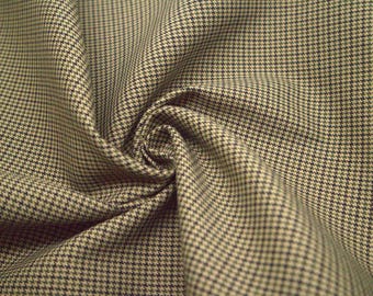 Slightly Stretched Green & Brown Houndstooth Tartan Fabric - Polyviscose for craft and clothing, Width 145 cm / 57.08'', weight 236 gsm