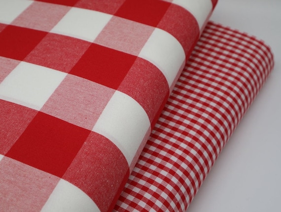 Red Gingham Calico Fabric: 100% Cotton Medium Weight