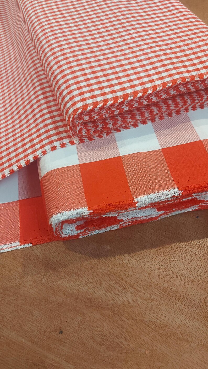 Red Gingham Calico Fabric: 100% Cotton Medium Weight image 9