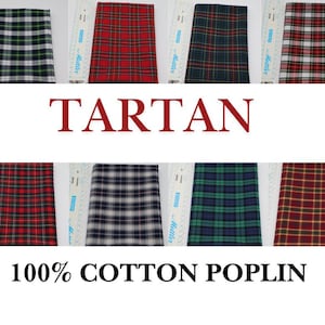 Fat Quarters - 8 Options for 100% Cotton Tartan Poplins - lightweight, breathable, suitable for craft and clothing.