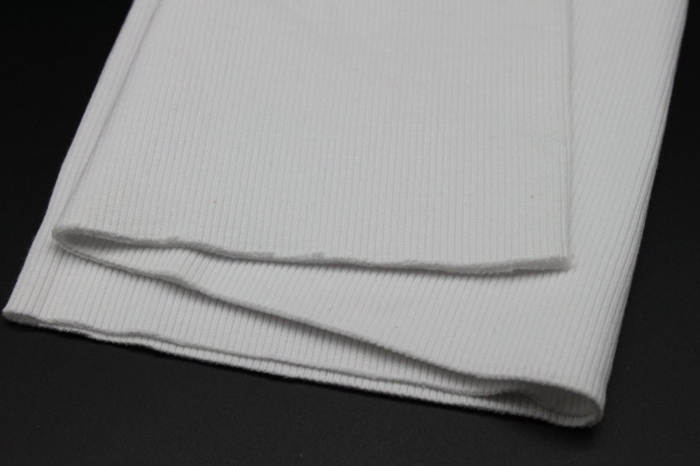 White Rib Knit Tube 2 X 37 Cm, Ribbing, Weight 340 Gsm, 97% Cotton, 3 Perc.  Elastan. Suitable for Cuffs, Waistbands. -  Canada
