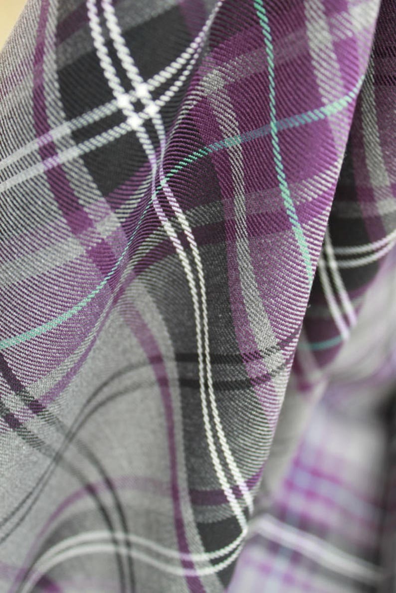 Fashion Purple Tartan Fabric matching thread. Tartan fabric by the yard. Fabric 1m / 1.094yds