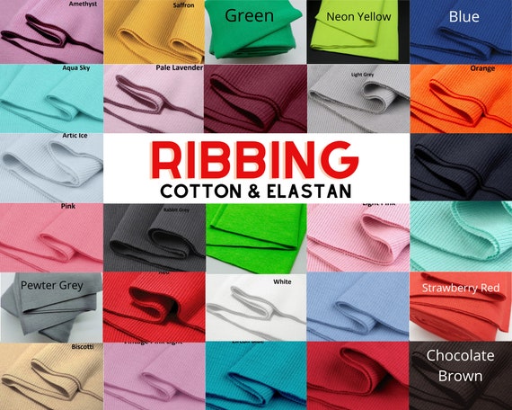 60 Colours Tubular Cotton Elastic Ribbing Knit Fabric Tube, 97