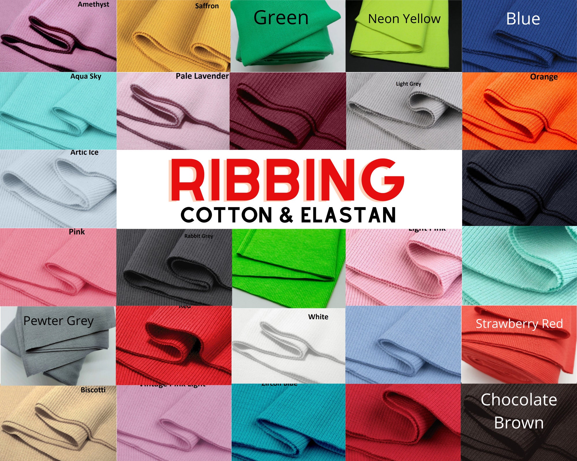 Elastic Fiber Ribbing Fabric for Cuffs Waistbands Neckline Collar Trim  Light Grey 