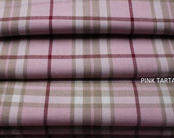 Pink Tartan Fabric, Plaid, Soft to Touch, for clothing and crafts, width 147 + matching thread. Tartan fabric by the yard.