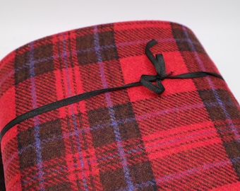 100% Wool British Plaid Red & Black Check Fabric for clothing. Width 150 cm/59''. Weight 253 gsm. Wool tartan fabric by the yard