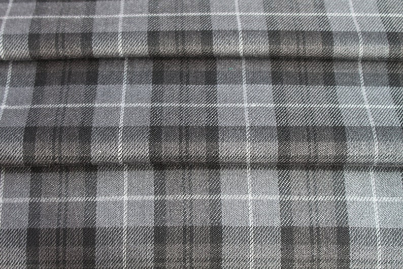 Tissu écossais gris fil assorti. Tissu écossais par mètre. image 2