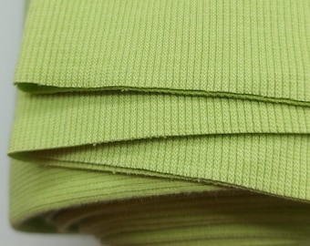 Fresh Green Cotton Rib Knit Tube: Cuffs, Waistbands - OEKO-TEX. Ribbing fabric for cuffs. Width tube 2x 40cm, weight 340gsm.