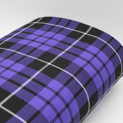 Polyviscose Tartan Fabric - Scottish Plaid Check Purple/Grey - 51 Pattern - Sold By The Metre