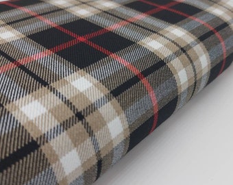 Black Cappucino Tartan, Polyviscose, clothing, decorations. Tartan fabric by the yard. Width 148 cm / 58.26'' Weight 190 gsm