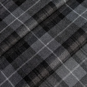Grey Tartan Fabric + matching thread. Tartan fabric by the yard.