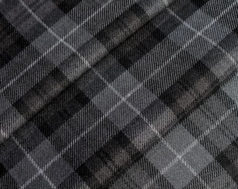 Grey Tartan Fabric + matching thread. Tartan fabric by the yard.