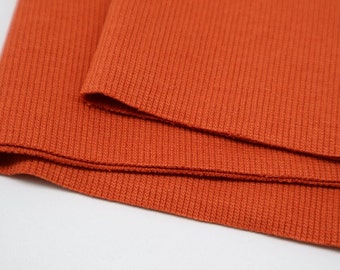 Burnt Orange Rib Knit Tube 2 x 38 cm, 97% Cotton, 3 perc Elastane. Ribbing fabric for cuffs, waistband and collars.Knit fabric by the yard