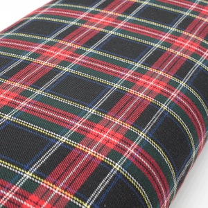 Black & Red - Polyviscose Tartan - suitable for decoration and clothing + matching thread. Tartan fabric by the yard.