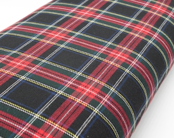 Black & Red - Polyviscose Tartan - suitable for decoration and clothing + matching thread. Tartan fabric by the yard.