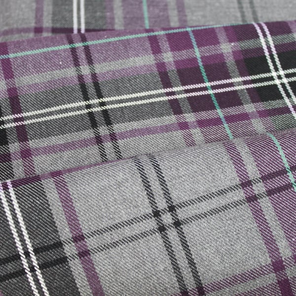 Fashion Purple Tartan Fabric + matching thread. Tartan fabric by the yard.