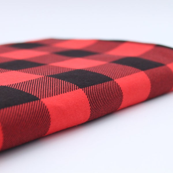 Jersey 100% Cotton - Red and Black Check Buffalo Plaid