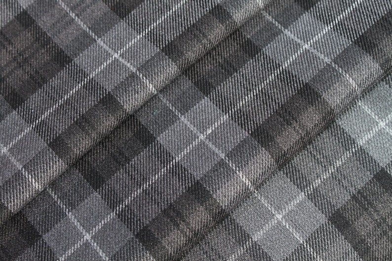 Tissu écossais gris fil assorti. Tissu écossais par mètre. image 1