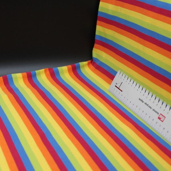 Single Jersey - Regenbogen Streifen 1 cm (100% Baumwolle), OEKO-TEX Standard 100, 170 g/m², geeignet für T-Shirts, Strampler, Pyjamas,